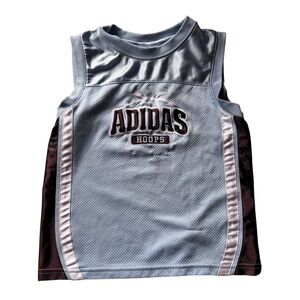 Adidas Hoops Blue Brown Sleeveless Basketball Muscle Jersey Mesh Unisex 6 Sporty